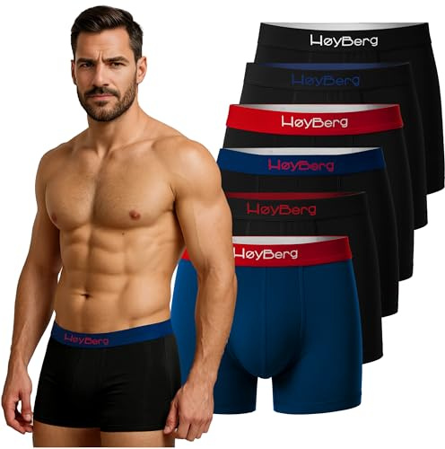 HøyBerg Herren Boxershorts 6er Pack, Bequeme Unterhosen aus Baumwolle mit Stretch im Bund – Scandinavian Style (Gr. M-2XL)