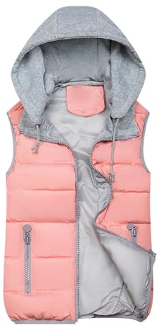 Veste Femme Hiver Couleur Pure avec Capuche sans Manches - Manteau Femme Hiver Chaud Fermeture Éclair avec Poches Randonnée Legere Unique Manteaux Respirante Slim Fit Vestes