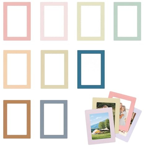 FrostyFlair Magnet Bilderrahmen zur Kühlschrankdekoration, 9 Stück 1,6 x 1,2 cm Boho Mini Bilderrahmen für Polaroid Instax Mini Film, Postkarten, Locker Cabinet Accessories