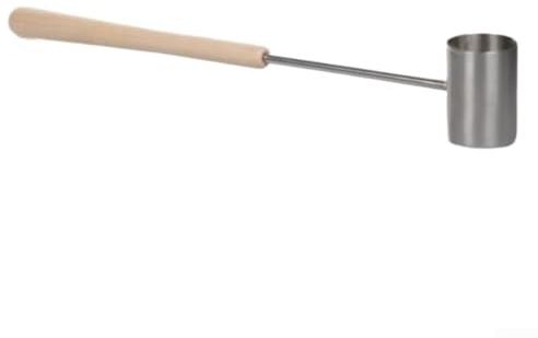 Hasaller Edelstahl-Saunakelle mit langem Holzgriff, 275 ml Fassungsvermögen, leichtes Design für bequemen Griff, für Zuhause und öffentliche Sauna, Badzubehör