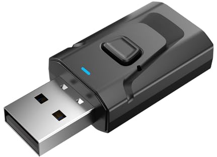 Adaptador Bluetooth 5.4 USB, Transmisor Receptor 4 en 1 con Micrófono | para TV PC Coche Altavoces Estéreo, Compatible con Auriculares Inalámbricos y Llamadas de Manos Libres, Negro