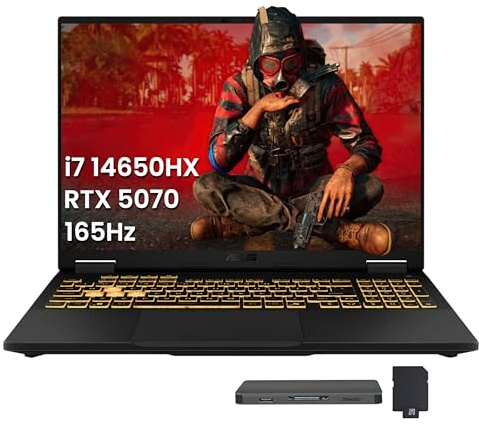 ASUS TUF F16 16 WUXGA 165Hz Gaming Laptop, Intel i7-14650HX, GeForce RTX 5070 8GB GDDR7, 64GB DDR5, 4TB SSD, RGB retroilluminato, FHD IR Camera, Wi-Fi 6E, Win 11 Pro, grigio, 1TB Docking Station Set