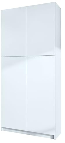 InnoFurn Aktenschrank Elona M1, Büroschrank mit Soft-Close & Push-to-Open, Aufbewahrungschrank, Büro, Home Office. Wohnzimer, Weiß matt (82 x 184 x 37 cm)