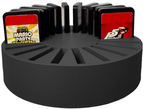 TATMOHIK 20 Game Card Holder for Nintendo Switch 2 (2025), Switch OLED, Switch Lite & Original - Round Storage Stand with 20 Slots, Black Game Card Organizer