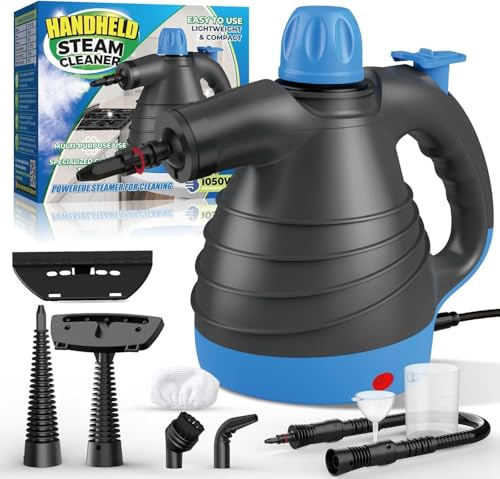 Steam Cleaner, Hand Held Steamer for Home Car, 9 Accessories Carpet Furniture Cleaner Machine, Portable Steaming Cleaner for Couch Grout Upholstery Floor Window Glass Bathroom Toilet Shower Kitchen