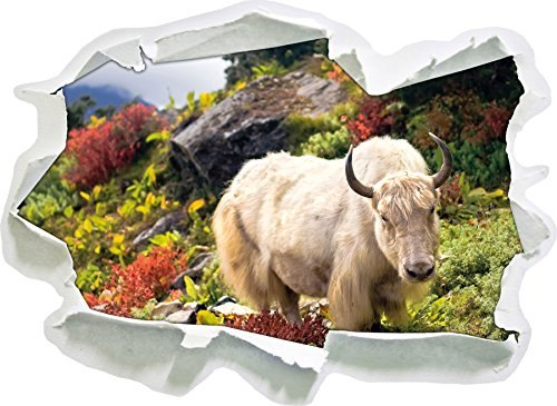 Stil.Zeit Schönes Yak Himalaya, Papier 3D-Wandsticker Format: 62x45 cm Wanddekoration 3D-Wandaufkleber Wandtattoo