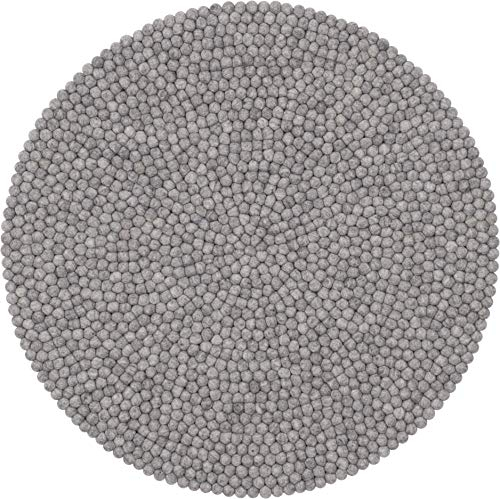 myfelt Filzkugelteppich Carl - Ø 50 cm, ideal für Schlaf-, Wohn-, Kinderzimmer, Flur & Bad, Grau