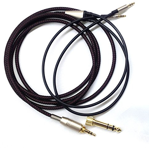 KetDirect Replacement Cable For Hifiman HE400S / HE-400I / HE560 / HE-350 / HE1000 / HE1000 V2 headphone 3.5mm male & 6.35mm adapter to 2x 2.5mm Jack Male Audio HIFI cord Black 2m/6ft