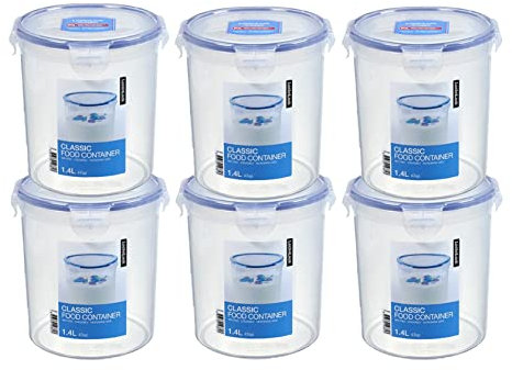 ZIP Premium Lock&Lock Vorratsdose rund | Frischhaltedose | Frischhaltebox | 1,4 Liter | HPL933B - 6er Set