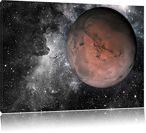 Pixxprint Mars im Weltall, Größe: 100x70cm, Leinwandbild, fertig gespannt, Wandbild, Dekoration, Kunstdruck, kein Poster