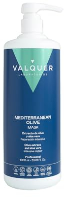 Valquer Mascarilla Capilar Mediterranean Olive Reparadora Intensiva, Hidratante y Nutritiva con Extracto de Oliva, Panthenol y Aloe Vera para Cabello Dañado y Seco. Ingredientes Naturales. 975 ml.