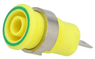 49.7044-20 Socket 4mm Banana 24A 1kV Cutout: Ø12.2mm Yellow-Green Screw STÄUBLI