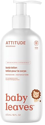 ATTITUDE Baby Lotion, EWG Verified Moisturizer, Dermatologically Tested Moisturizing Cream, Vegan, Pear Nectar, 473 mL