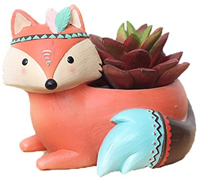 Youfui Home Decor Topf, Tiere, Sukkulenten, Übertopf für Zuhause, Büro, Schreibtischdekoration (bezaubernder Fuchs)