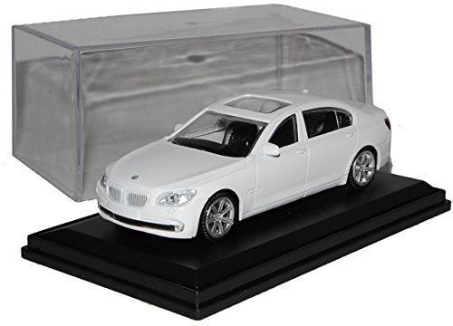 B*M*W 7er 750 Li F02 Limousine Langversion Weiss Ab 2008 mit Sockel und Vitrine 1/43 Modellcarsonline Modell Auto mit individiuellem Wunschkennzeichen