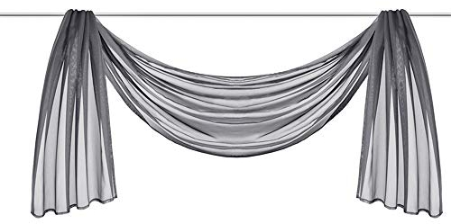 CULASIGN 1 Stück Voile Vorhang Transparent - Querbehang Stores Gardinen Schals Himmelbett Hochzeit Dekoschals Vorhänge Schals (Gray 55-1,HxB 145x400cm)