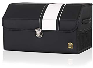 Ergocar Kofferraum Organizer Luxus Leopard Aufbewahrungstasche Organizer Wasserdicht Faltbar Kofferraum-Tasche für Auto/LKW/SUV (Schwarz-M)