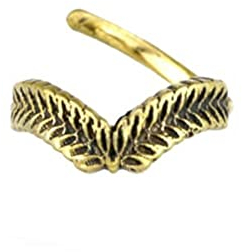 CHICNET Universal Piercing Ring Ohr Nase Messing Brass antik Gold V-Form Zweige Lorbeer Kranz für Nostril Septum Conch Tragus Helix Lobe 6mm 8mm 10mm 06 mm