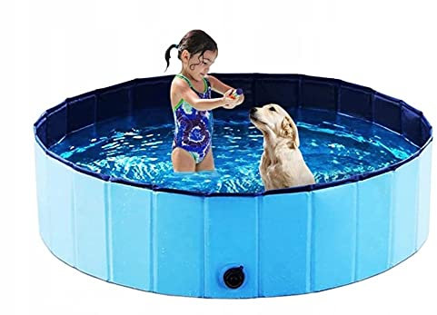 Piscina plegable para perros, piscina para perros, piscina para perros de jardín, de PVC (120 x 30 cm, azul)