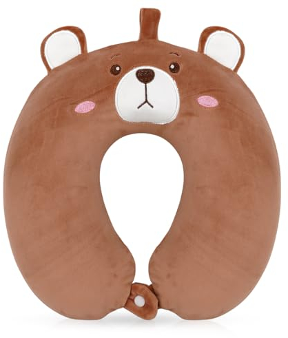 Wishstar Tier Reisekissen Bär, Kinder Nackenkissen, Cartoon U-förmiges, Memory Schaum Nackenkissen, Stützkissen für Auto Zug Büro Heim Flugzeug für Reisen
