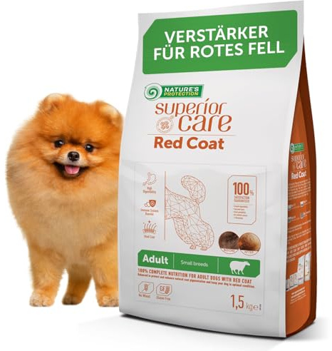 Nature's Protection Superior Care Trockenfutter für Hunde, Lamm 1,5 kg | Gegen Tränenflecken & für intensive Fellfarbe, Getreidefrei, Kleine Kroketten, Rotes & braunes Fell, Kleine Rassen