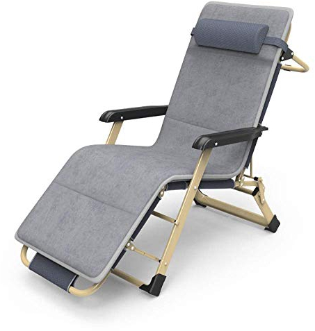 SLRMKK Klappbare Liege, Liegende Schwerelosigkeit Liege, klappbare Sonnenliege Liegestuhl für Außenterrasse Strandgarten Campingstuhl-Grau + Dickes Wattepad