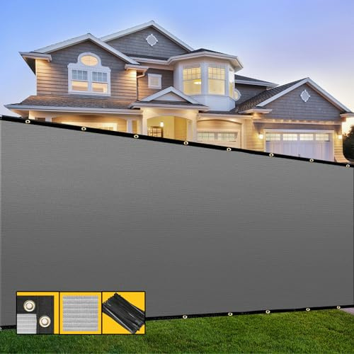 SHADESPEARE Sichtschutzzaun mit Bindungen und Ösen, strapazierfähig, für Gärten, Hinterhof, Terrasse, Tennisplatz, Pool, Bauprojekt, Outdoor-Events, 1,2 x 15,2 m, grau
