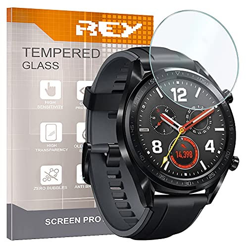 REY 3X Protector de Pantalla para Huawei Watch GT 46mm, Cristal Vidrio Templado Premium