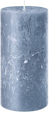 Rustik Stumpenkerze, Höhe 14 cm Ø 7 cm, Safe Candle, Brenndauer ca. 69 Stunden (saphir)