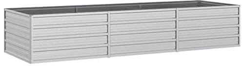 vidaXL Arriate Jardinera Macetero Cesta Pared Alambre Maceta Flores Plantas Jardín Patio Terraza Estable de Acero Galvanizado Plateado 240x80x45 cm