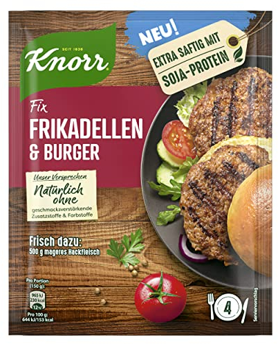 Knorr Fix Würzmischung Frikadellen & Burger für ein leckeres Gericht mit Hackfleisch ohne geschmacksverstärkende Zusatzstoffe und Farbstoffe 46 g 1 Stück