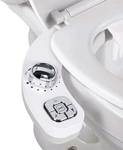 Bidet Aufsatz, Bidet Einsatz für Toilette, Nicht Elektrisch Bidet Toilettenaufsatz mit Einziehbare Selbstreinigende Doppeldüsen, Posterior & Feminine Wash, WC Dusche,Taharet (silber)