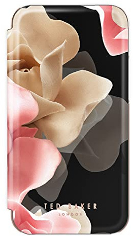 Ted Baker Schutzhülle für iPhone 13/14, verspiegelt, Porzellan, Rosenmuster, Schwarz