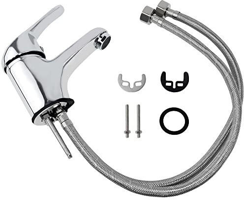 Bathroom Sink Taps, Chrome Basin Mixer Tap,Waterfall Bathroom Taps Bathroom Lever Faucet,Stainless Steel Single Handle Bathroom Taps Mixer Faucet with Standard Hoses Deck Tap
