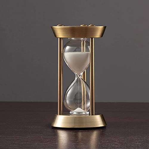 Sanduhr-Sanduhr, Sanduhr, Sanduhr, Metall, Messing, Sanduhr, 1/3/5/10 Minuten, einzigartiges kreatives Andenken, Wohnzimmer, Büro, Dekoration, Sandglas, schwarz (Farbe: weiß, Größe: