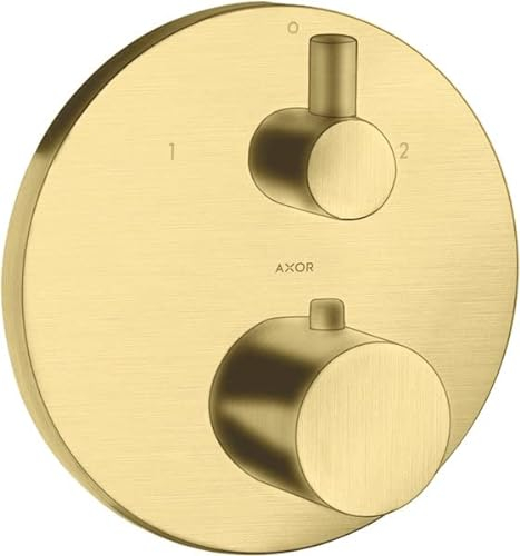 hansgrohe AXOR Uno² Thermostat Unterputz mit Ab- und Umstellventil, 2 Verbraucher, 38720950, Farbe: Brushed Brass