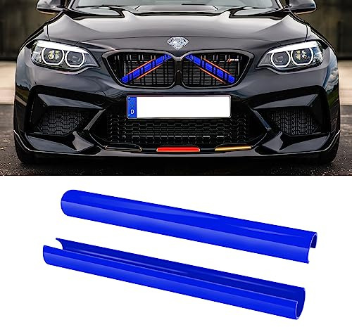 TTCR-II 2PCS Frontgrill Einsatz,Streifen Kühlergrill Einsätze Zierleiste, Kompatibel mit BMW 2er 5er 6er 7er X1 X2, F10 F11 F12 F13 F01 F02 F03 F04 F07 F39 F45 F46 F48 Grill Streifen(Blau)