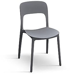PAZZO DESIGN Sedia Luana, Set Da 4 Sedie, Grigio, Polipropilene, Cucina, Sala Da Pranzo, Giardino, Impilabili - id_1953
