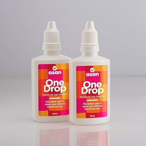 Asan OneDrop Menstrual Cup Cleanser, 60 ml (2 Pack) | A Natural & Safe Way to Wash Your Cups | Portable Travel Bottle for Hygiene | Steriliser to Remove Odour & Stains | Eco-Friendly Period Products