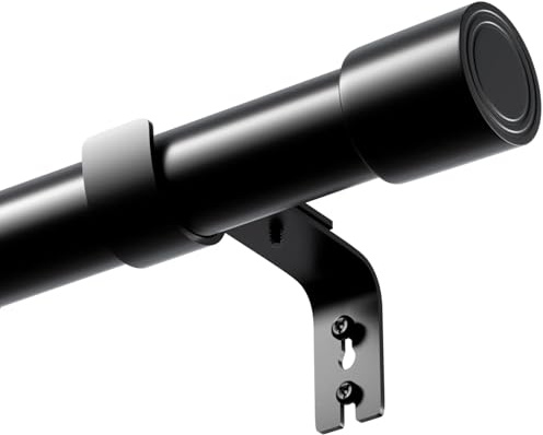 Gardinenstange 3m Lang Schwarz Vorhangstange Ausziehbar mit Kappenknäufen Curtain Rod für Schlafzimmer Wohnzimmer Fenster Outdoor Schwarz 67-327CM