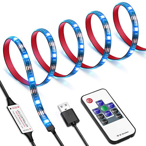 OQIMAX - Cinta LED 1M 30 LED para dormitorio RGB, tira LED con mando a distancia, USB Powered, impermeable, LED cinta lámpara de rayos multicolor para HDTV, retroiluminación TV, sala de estar, oficina