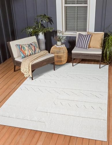 MY-RUG Outdoor Teppich wetterfest 80 x 150 cm, UV beständig & robust für Garten Terrasse, Balkon Küche & Wohnzimmer, kurzflor waschbarer Wohnzimmerteppich, Tony