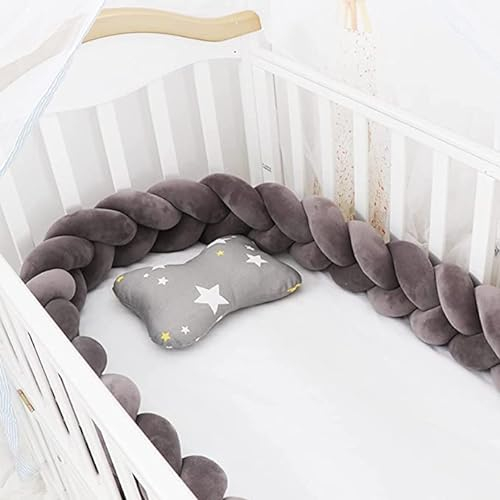PTKG Bettschlange Geflochten, Bettschlange, Kantenschutz Bettumrandung Knotenkissen, Seitenschläferkissen, Bettschlange Baby, Zierkissen Stillkissen, cremefarben,A02,3.5m