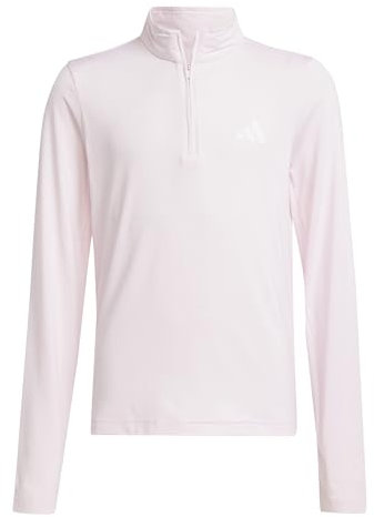 adidas Girl's GOTO PZ 1/4 Zip Longsleeve TEE, Clear Pink/White, 9-10 Years