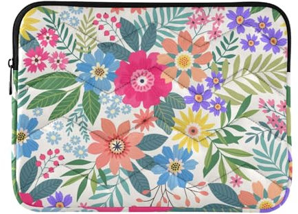 Laptop Sleeve Case 13-14 Inch Computer Case Colorful Bright Flowers Spring Floral Case Hard Cover with Zipper for Work Journey