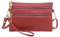 PORT&LOTUS Crossbody Geldbörse mit doppeltem Reißverschluss Dunkelrosa Mini Umhängetasche für Frauen Handgelenk Clutch Damen Handtaschen Alltag Geldbörsen für Frauen