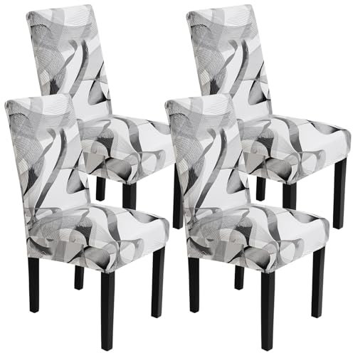 SOMYTING Stuhlhussen Wasserdicht 4er Set, Esszimmer Stuhl Abdeckungen Stretch Stuhlhusse mit Gummiband Stretch abnehmbar, Esszimmerstuhl-Schutzsitz für Hotel Küche Hochzeitsfeier