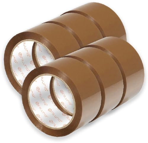 OFITURIA Paketklebeband, Braunes Klebeband, Packband für Umzugskartons und Sendungen, Verpackungsklebeband, Sicheres und Widerstandsfähiges Paketband (38mmx66m, 6 Rollen)