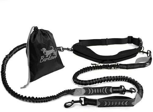 Joggingleine Hunde - Handfreie Hundeleine für Laufen und Wandern – Bauchgurt Hundeleine - Elastische Bungee-Leine bis zu einem Gewicht von 60kg