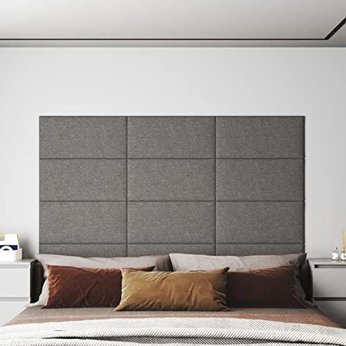 Juroupi Panneaux muraux 12 pcs Gris Clair 60x30 cm Tissu 2,16 m² Panneau Mural Decoratif,Plaque PVC,Revetement Mural